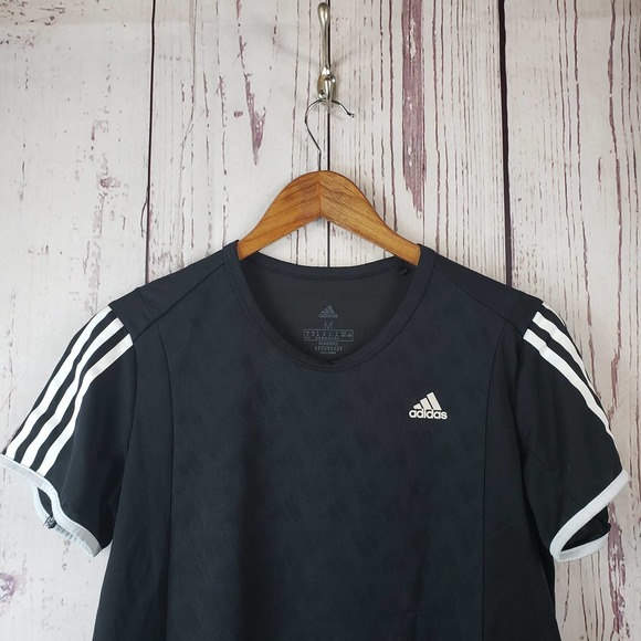Adidas Mens Aeroready Running Shirt Size Medium Short Sleeve Black - Picture 2 of 7